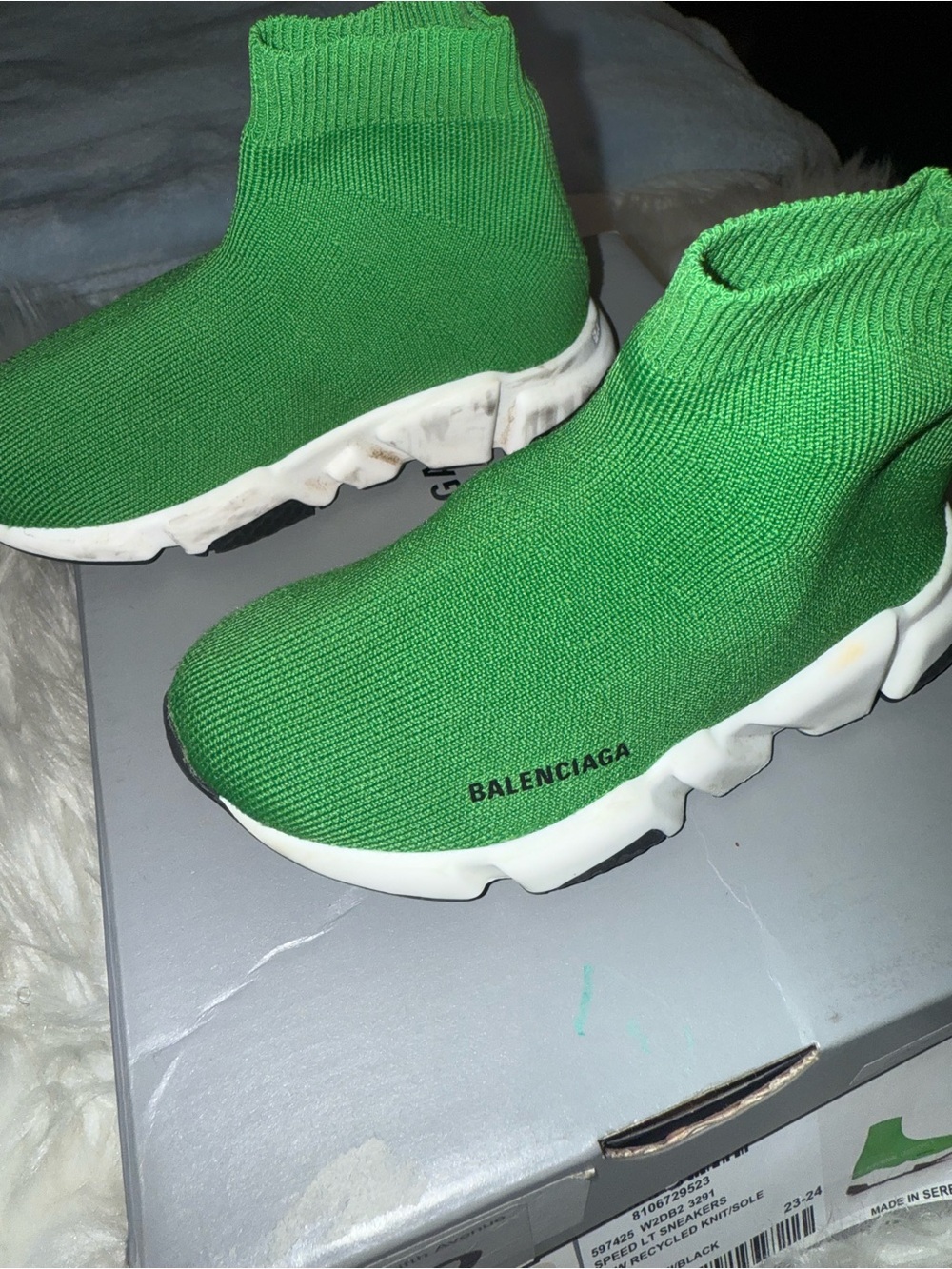 Saks Fifth Avenue Green Knit Sock Sneakers for Kids
